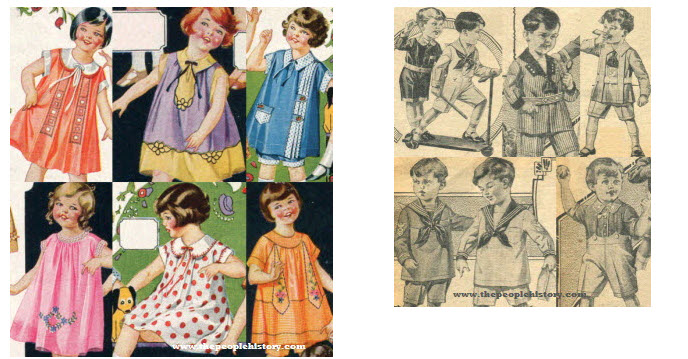 Girls and Boys 1920s Fashion kidswear Examples