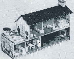 Suburban Colonial Dollhouse From The 1950s