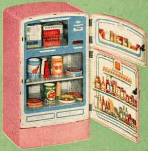 2-Door Pink Toy Refrigerator From The 1950s