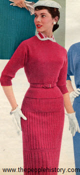 1955 Chenille Wool Two Piece Dress