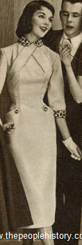 1957 Fur Look Trim Slim Dress