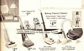 Little Girl Loves To Clean appliances From The 1960s