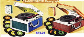 Transistorised Phonograph to play popular swinging sixties music with speaker From The 1960s