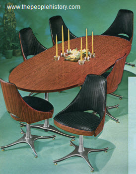 1966 Chrome and Woodgrain Modern Table Set