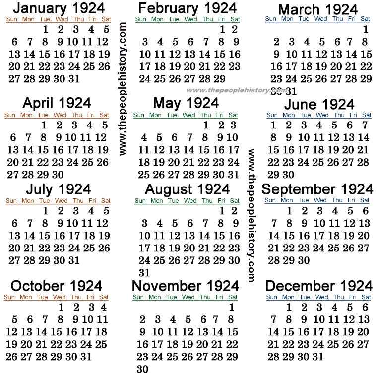 1924 Calendar