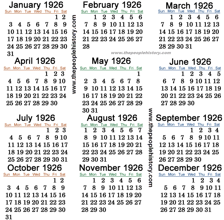 1926 Calendar