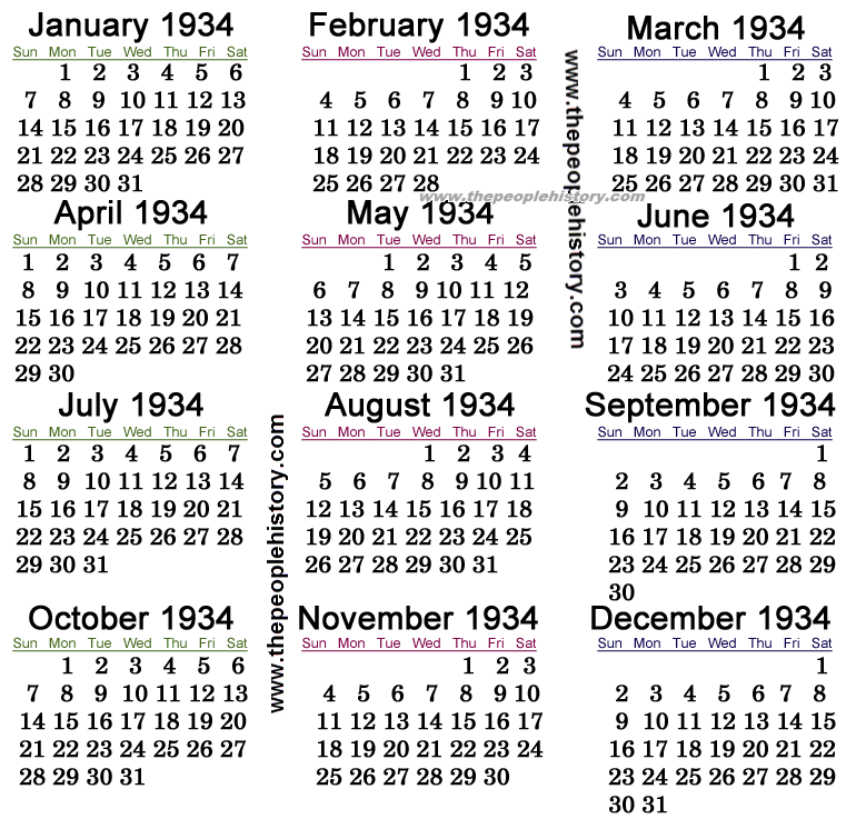 1934 Calendar