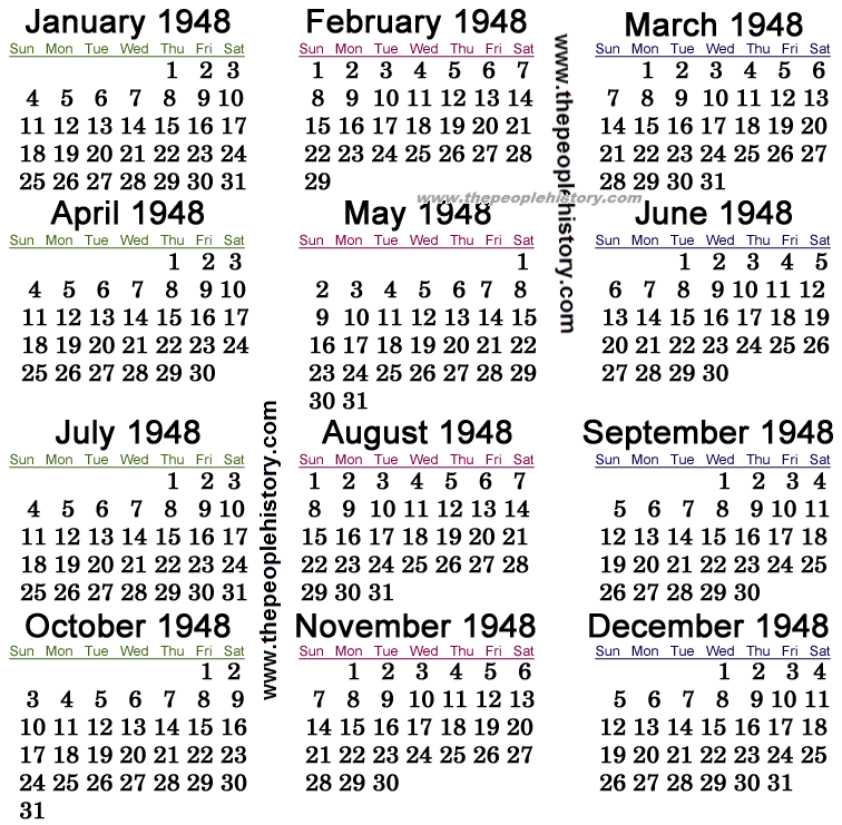 1948 Calendar