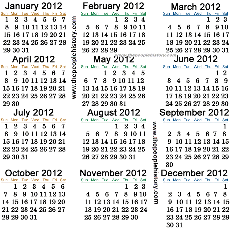 2012 Calendar