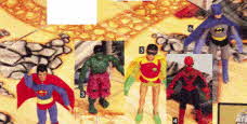 Superhero Figures, The Hulk, Spiderman, Batman, Robin and Superman From The 1970s