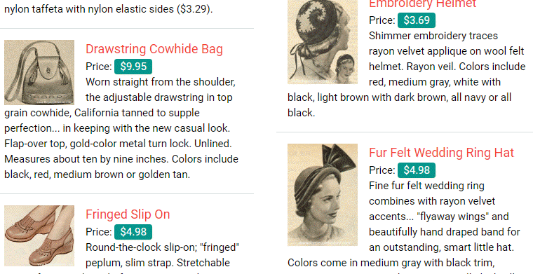 Ladies Bags, Hats, Scarves and More For 1951