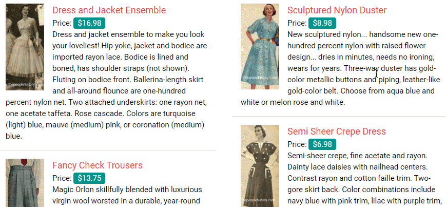 Women's Fashion Clothing Examples From this Year