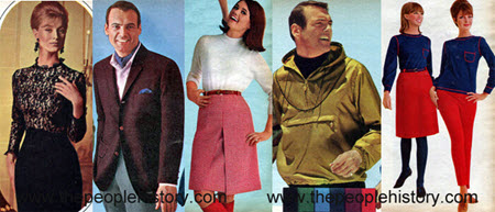 Fashion Clothing Examples From 1965 Lace Sheath Dress, Wrinkle Shy Blazer, Houndstooth Skirt, Wind Jacket, French Inspired Separates 