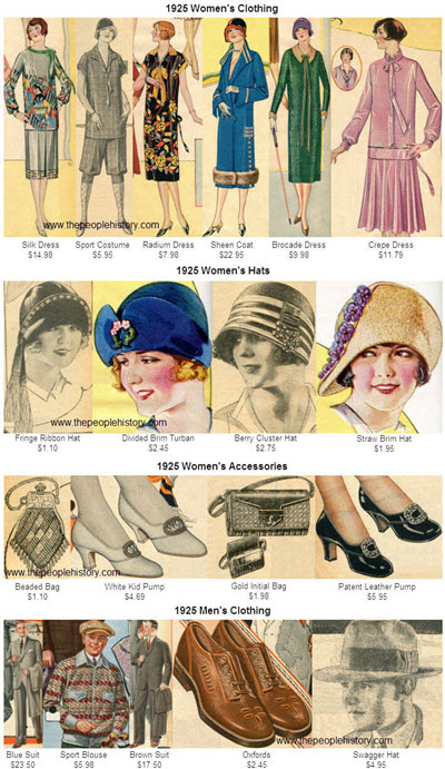 1920's Fashion Accessories from 1925 including Ladies Hats, Shoes ...