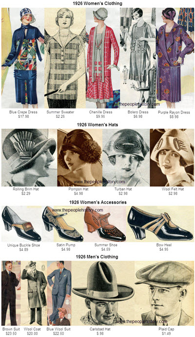 1920's Fashion Accessories from 1926 including Ladies Hats, Shoes ...