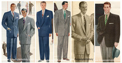Mens 50s Fashion Clothing Examples Including Suits and Jackets