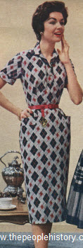 Argyle Print Sheath Dress 1958