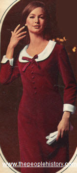 1965 Rayon Velvet Dress with Collar
