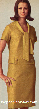 1965 Tie Collar Two Piece Dress