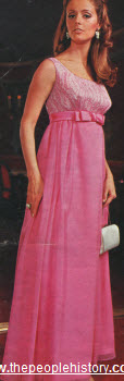 1967 Empire Waist Floor Length Dress