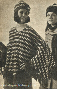 Knit Poncho Beret Set 1970