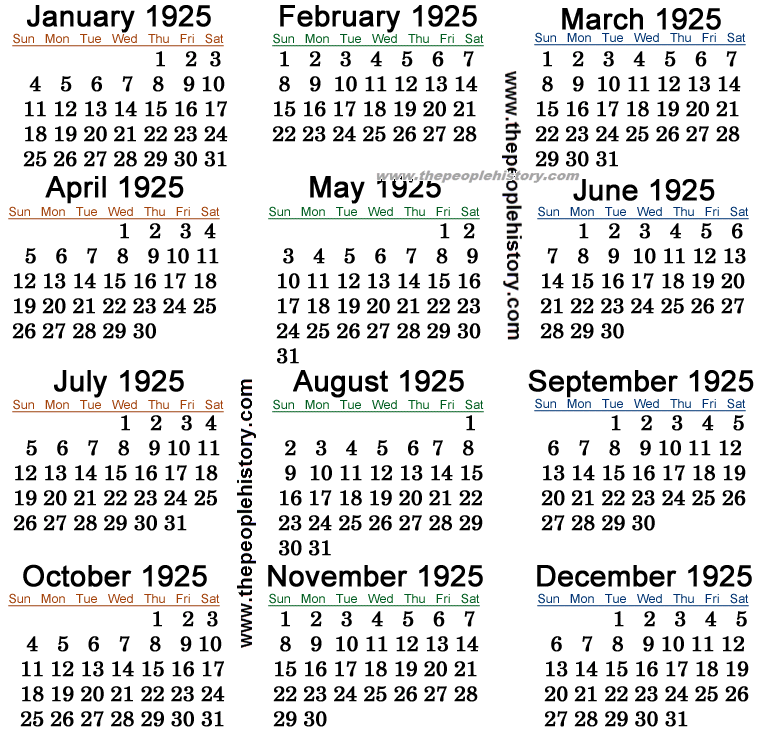 1925 Calendar