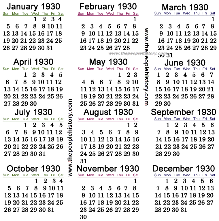 1930 Calendar