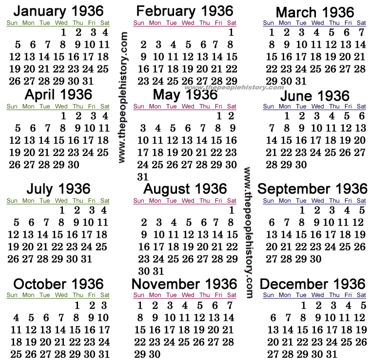 1936 Calendar