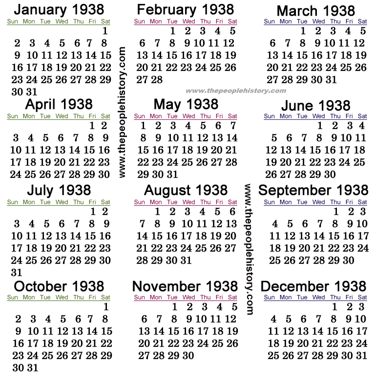 1938 Calendar