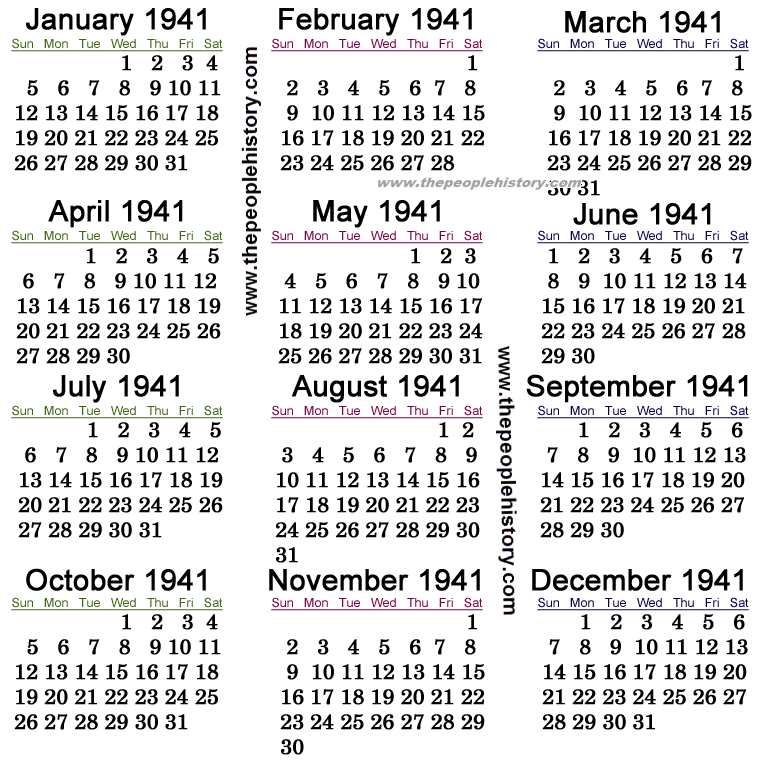 1941 Calendar