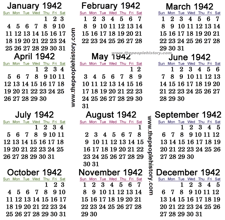 1942 Calendar