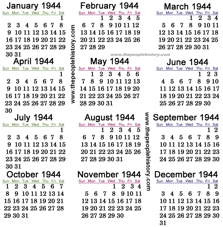 1944 Calendar