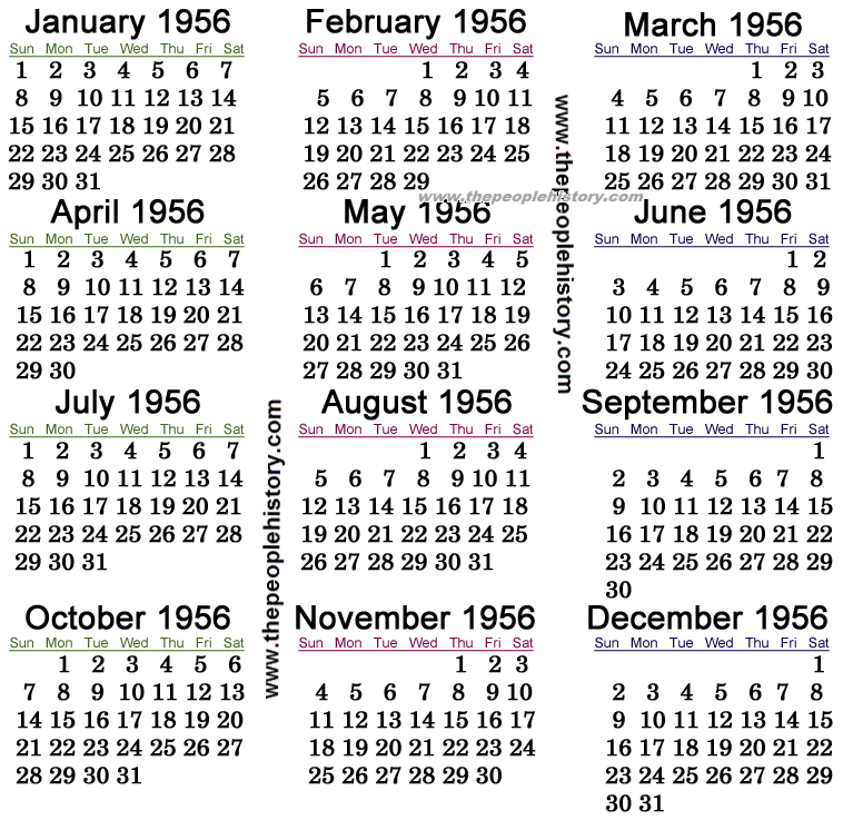 1956 Calendar