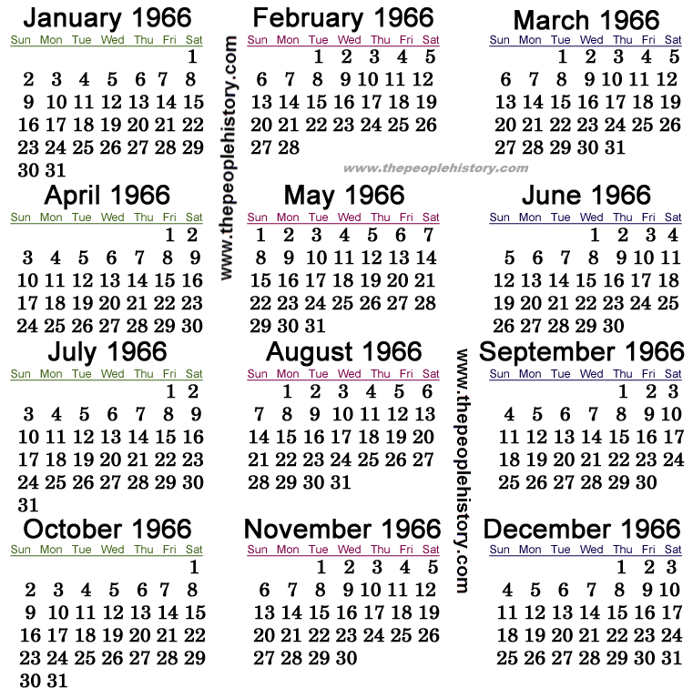 1966 Calendar