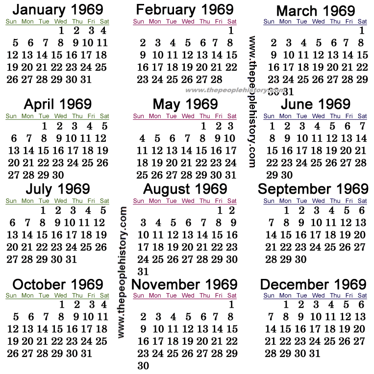 1969 Calendar