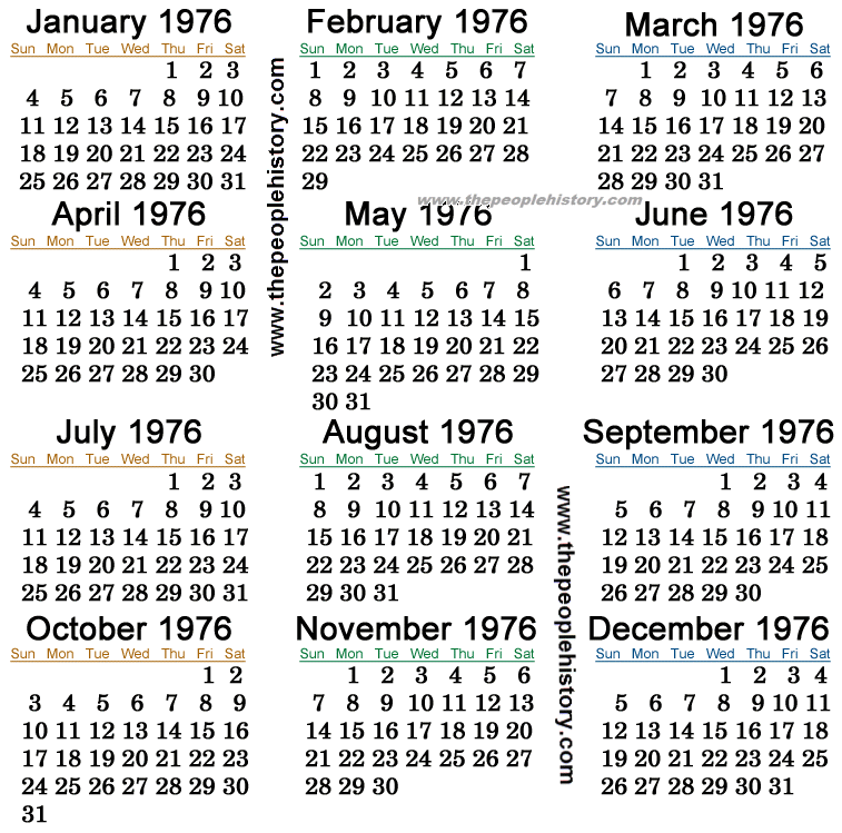 1976 Calendar