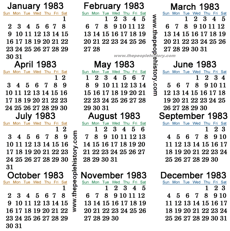 1983 Calendar