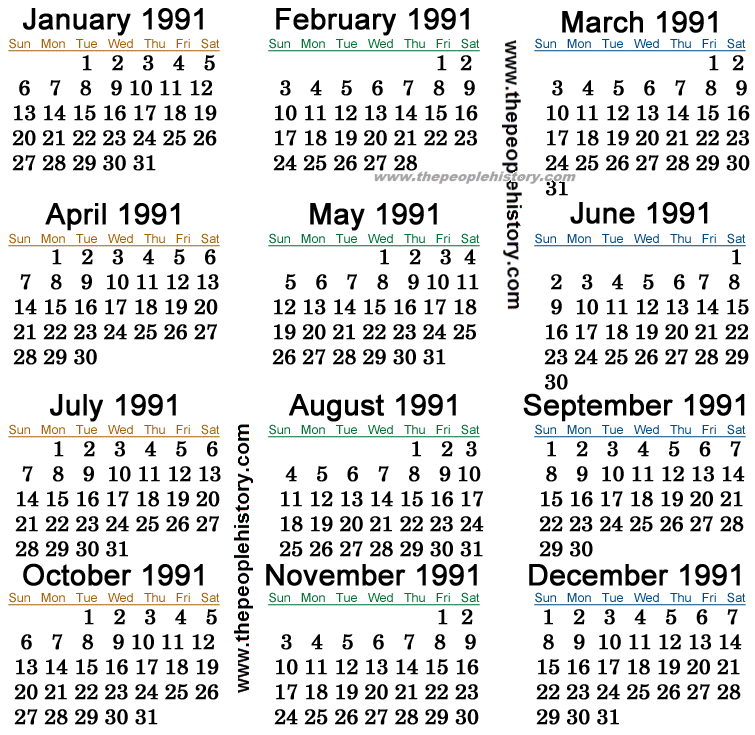 1991 Calendar
