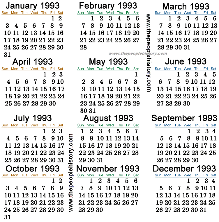 1993 Calendar