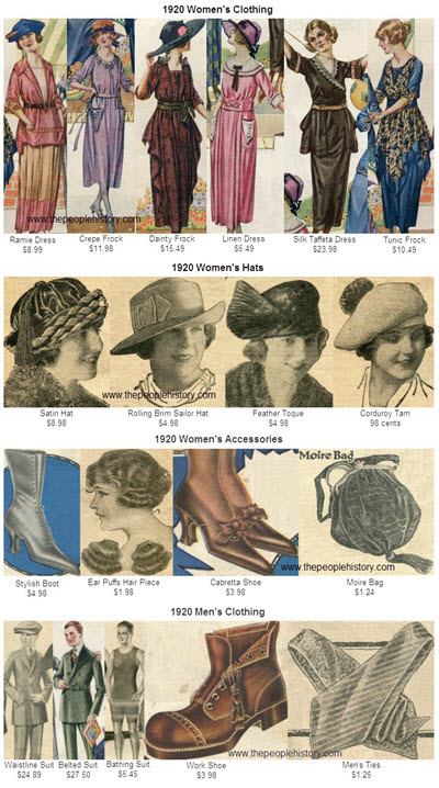 Fashion Accessories from 1920 including Ladies Shoes, Boots, and Bags