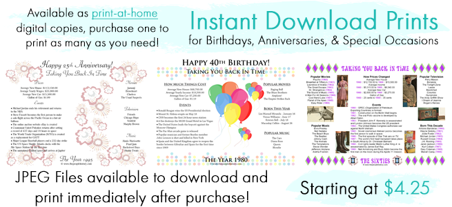 Pre-made prints for milestone birthdays and anniversaries with messages already added 