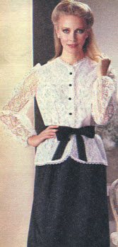 1981 Lace Taffeta Two Piece Dress
