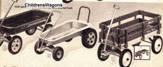 Children's Pull Along Wagons including Red Metal Wagon and the Radio Flyer