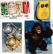 Novelty Radios from the 70s, these are just a few examples Themed Soda Cans, Wrist Radio, Owl Radio and Hairy Gorilla from 1977