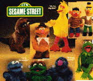 Sesame Street Characters, Big Bird, Snuffy, Fozzie Bear, Kermit The Frog, Cookie Monster, Oscar The Grouch, and Grover