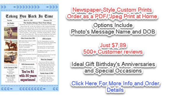 Personalized Birthday Newspaper Style Front page