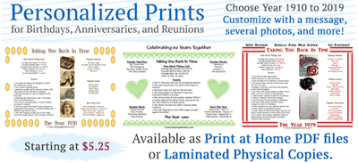 Personalized Prints are great gifts or party favors for special occasions like birthdays, anniversaries, retirements, work anniversaries, or reunions 
