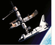 Space shuttle Atlantis docks with International Space Station MIR  Public Domain Photo