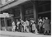 Lining Up For ration cards World War II Public Domain Photo
