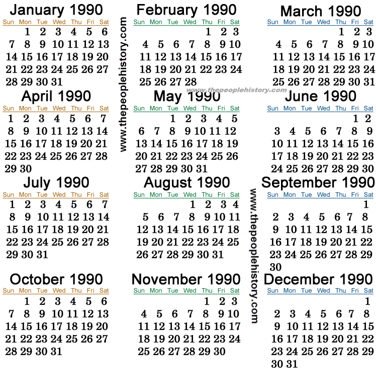 1990 Calendar